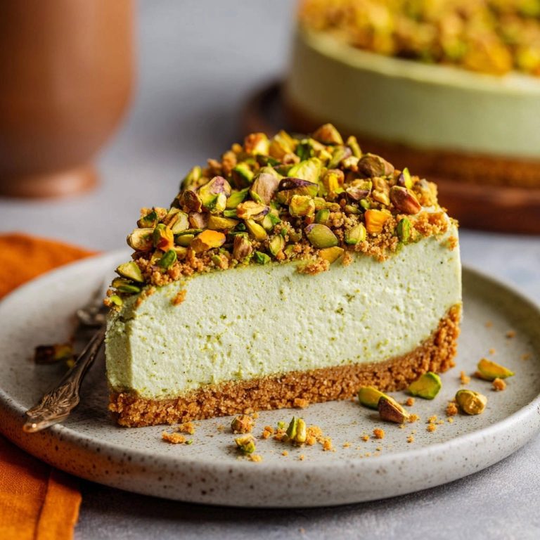 Pistachio Dream Cheesecake Slice Cross Section