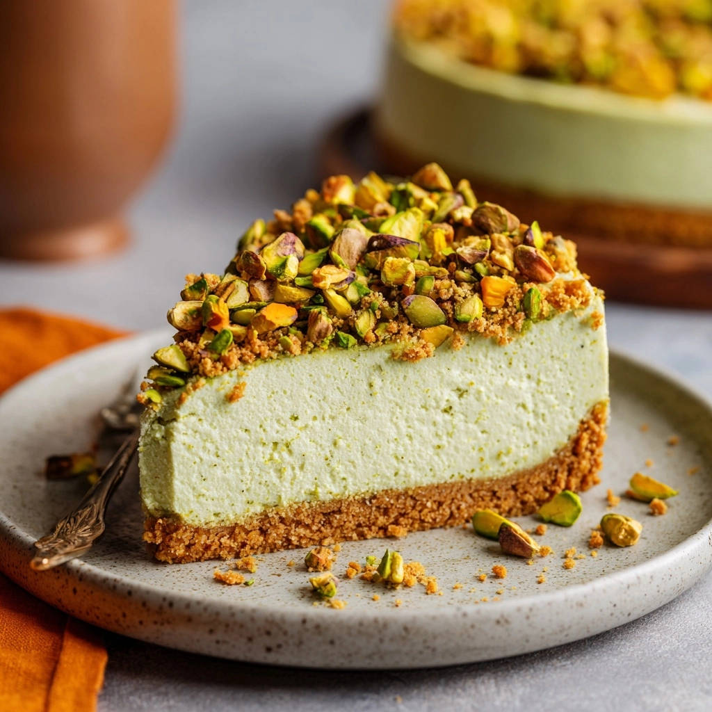 Pistachio Dream Cheesecake Slice Cross Section