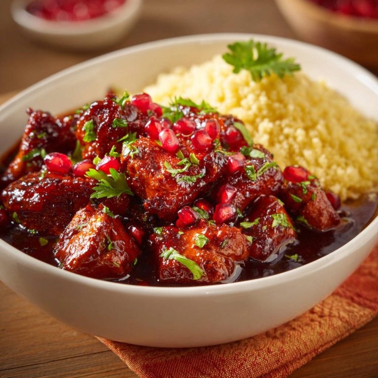 Pomegranate Glazed Chicken Close Up Garnished