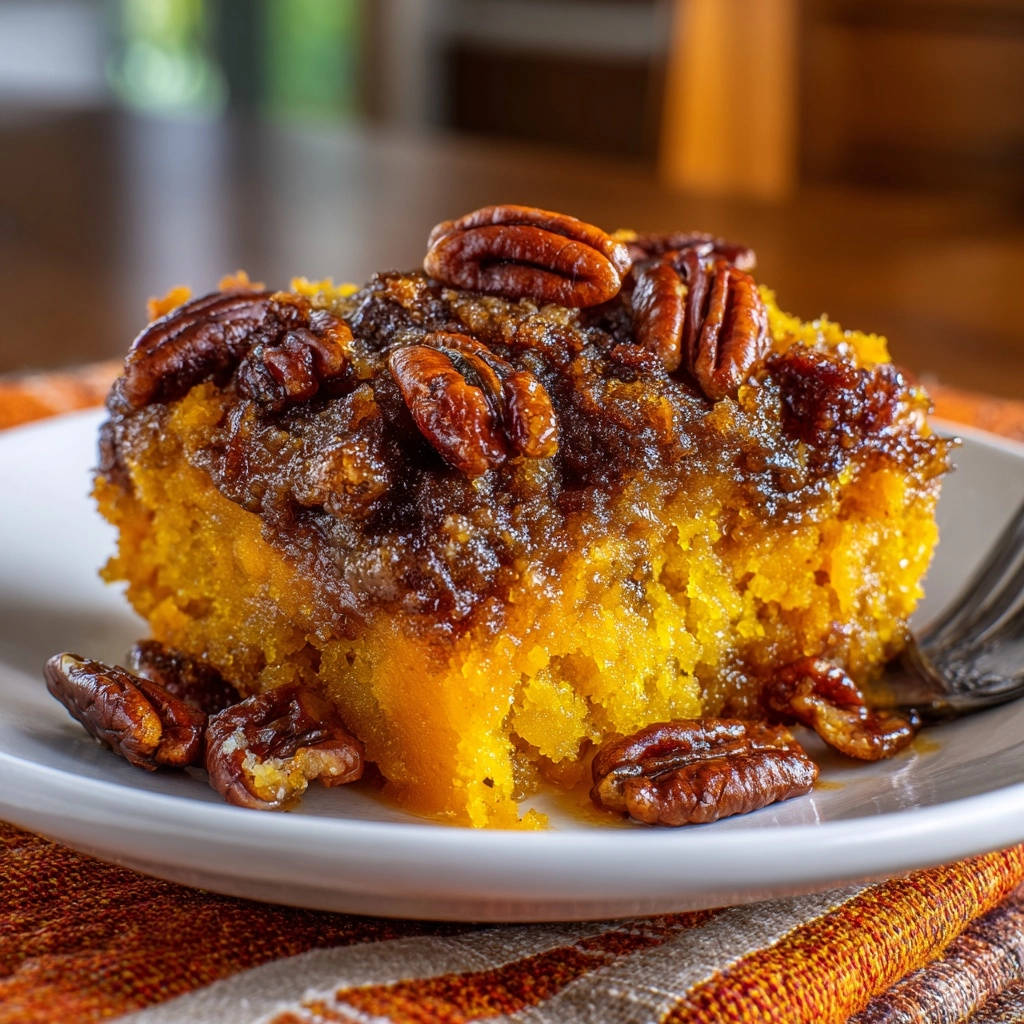 Pumpkin Pecan Praline Cake Single Plated Serving