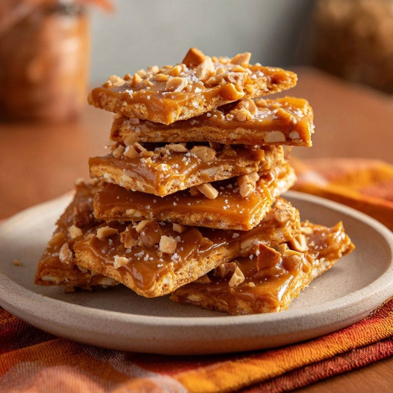 Salted Peanut Toffee Bark Stacked Close Up
