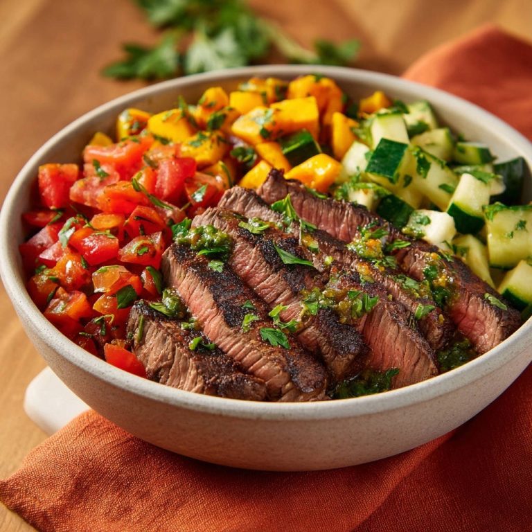 Seared Steak Vibrant Salsas Sliced Close Up