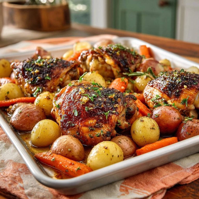 Sheet Pan Chicken Veggies Overhead View