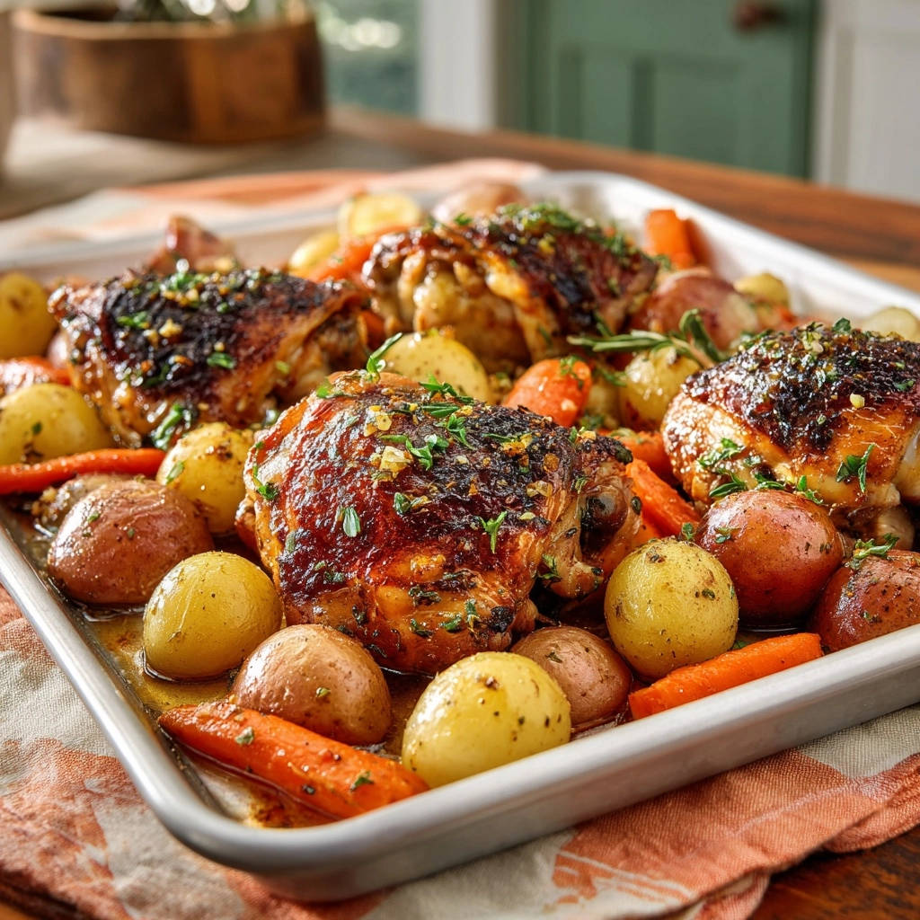 Sheet Pan Chicken Veggies Overhead View
