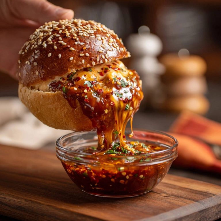 Spicy Cheesy Dipper Burger Dripping Cheese