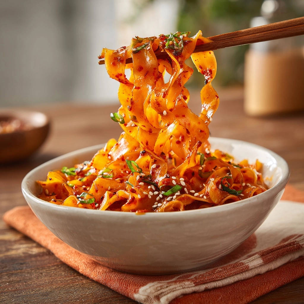 Spicy Sesame Chili Noodles Noodles Lifted By Chopsticks 1