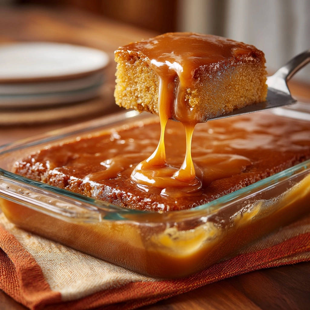 Sticky Caramel Cake Close Up Dripping Sauce 1