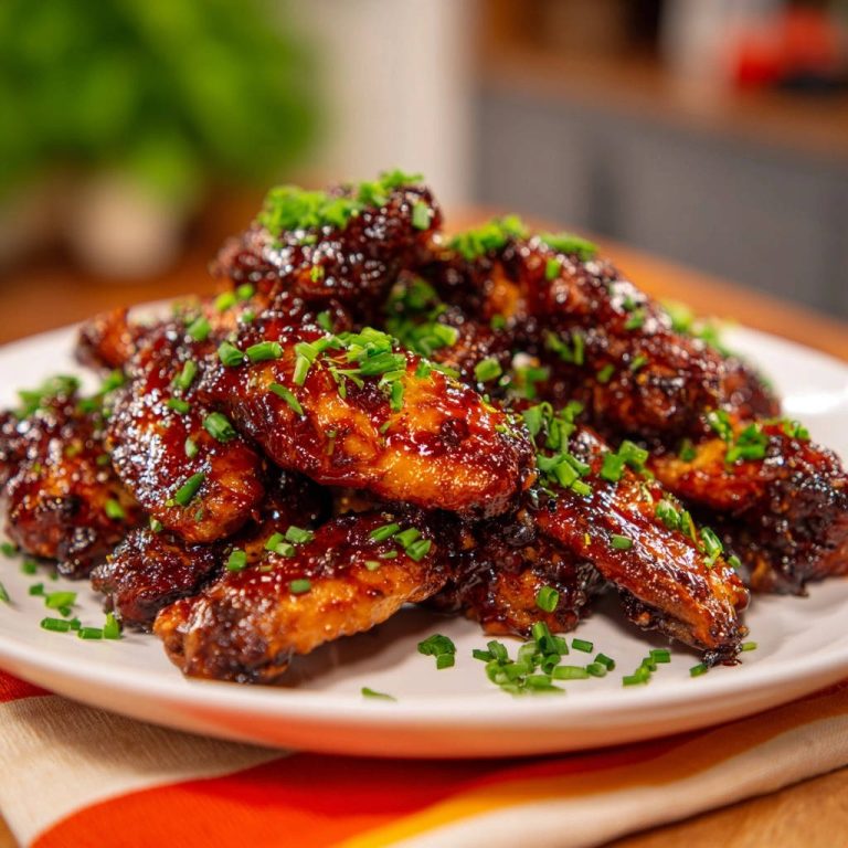 Sticky Garlic Ginger Wings Close Up Plated