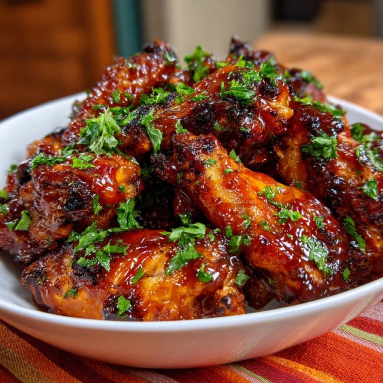 Sticky Glazed Bbq Chicken Wings Close Up Detail