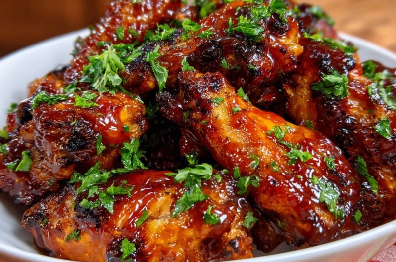 Sticky Glazed BBQ Chicken Wings