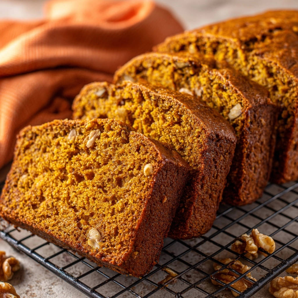 Super Moist Pumpkin Walnut Bread Sliced Close Up 1