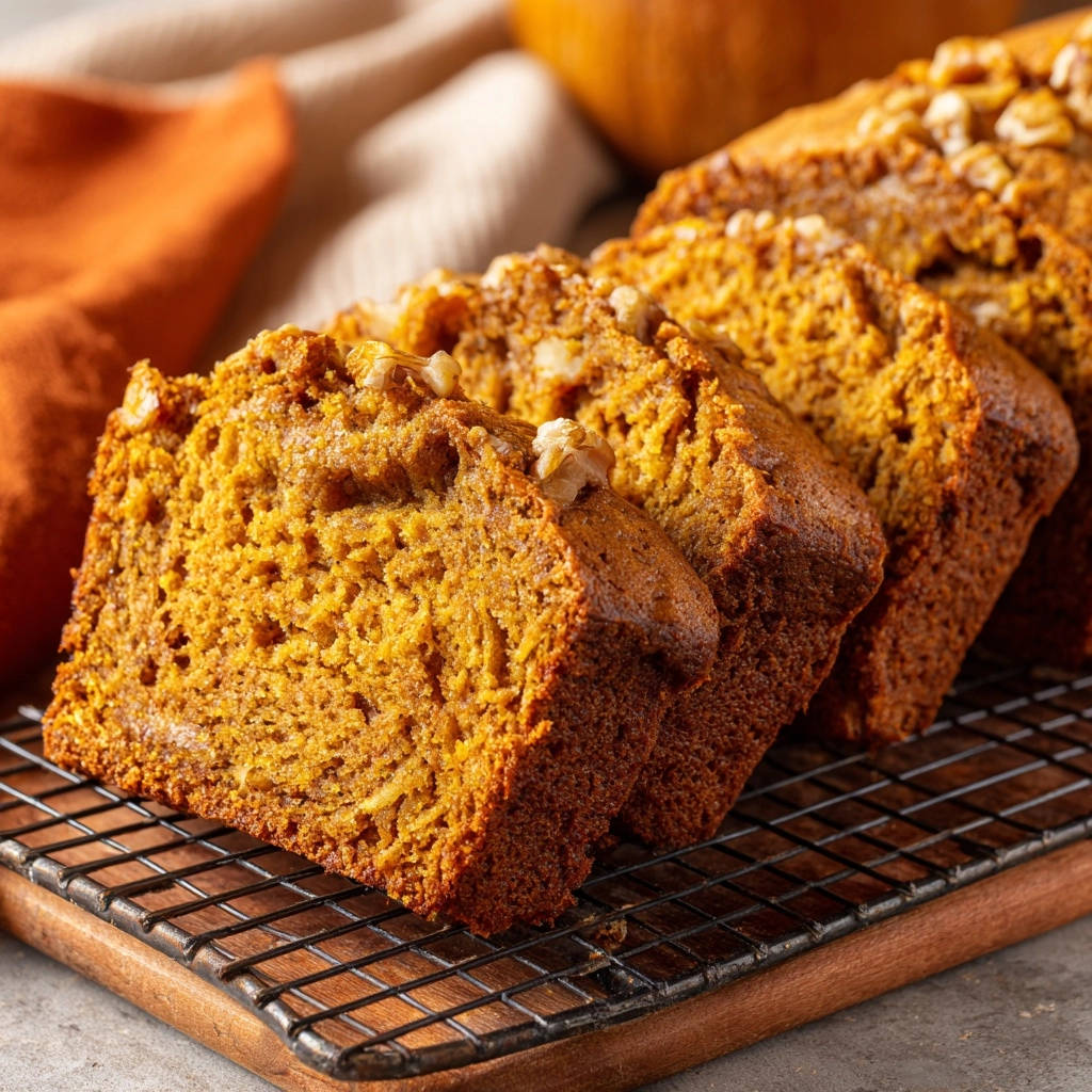 Super Moist Pumpkin Walnut Bread Sliced Close Up