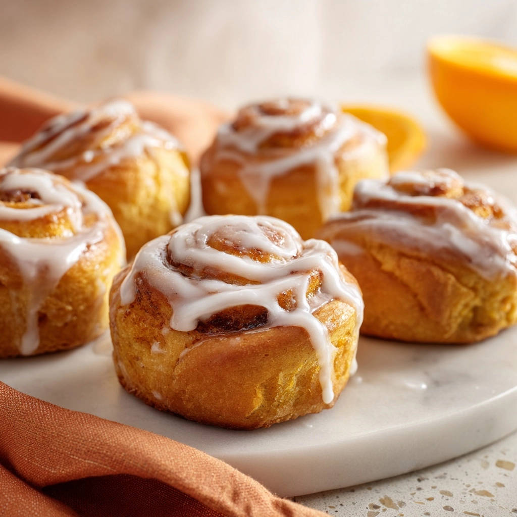 Ultimate Orange Cinnamon Rolls Glazed Close Up 1