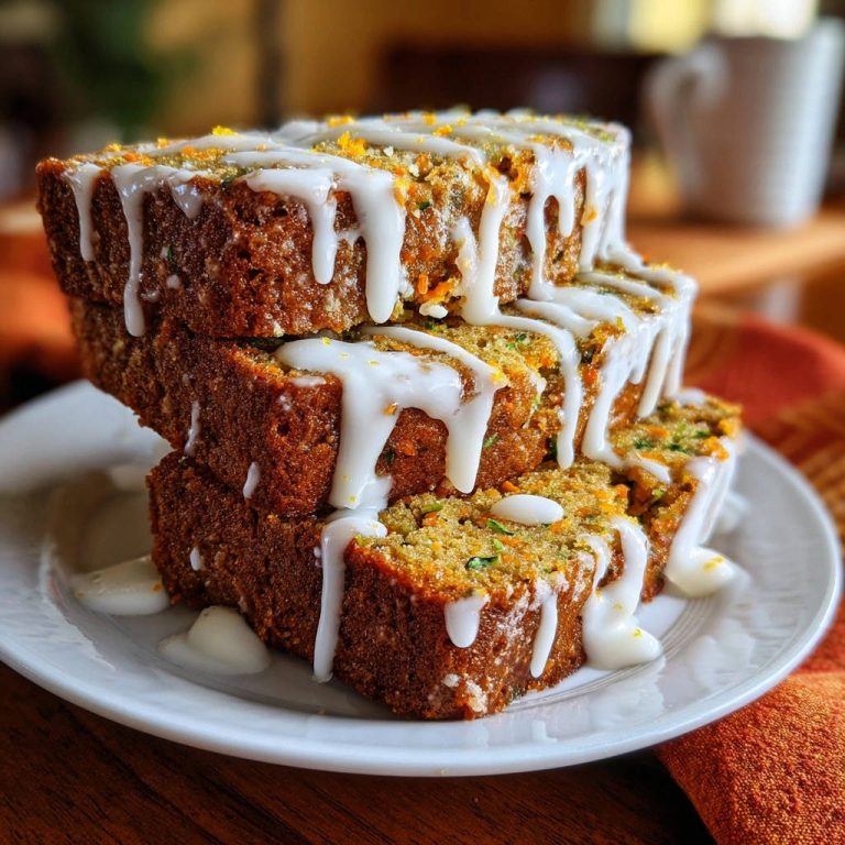Zucchini Carrot Bread Stacked Slices Glazed