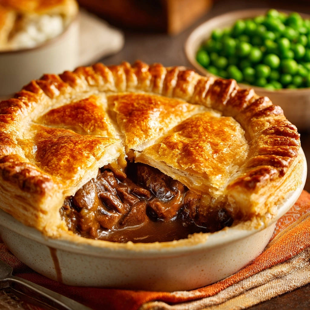 Beef Mushroom Pot Pie Close Up Cross Section 1