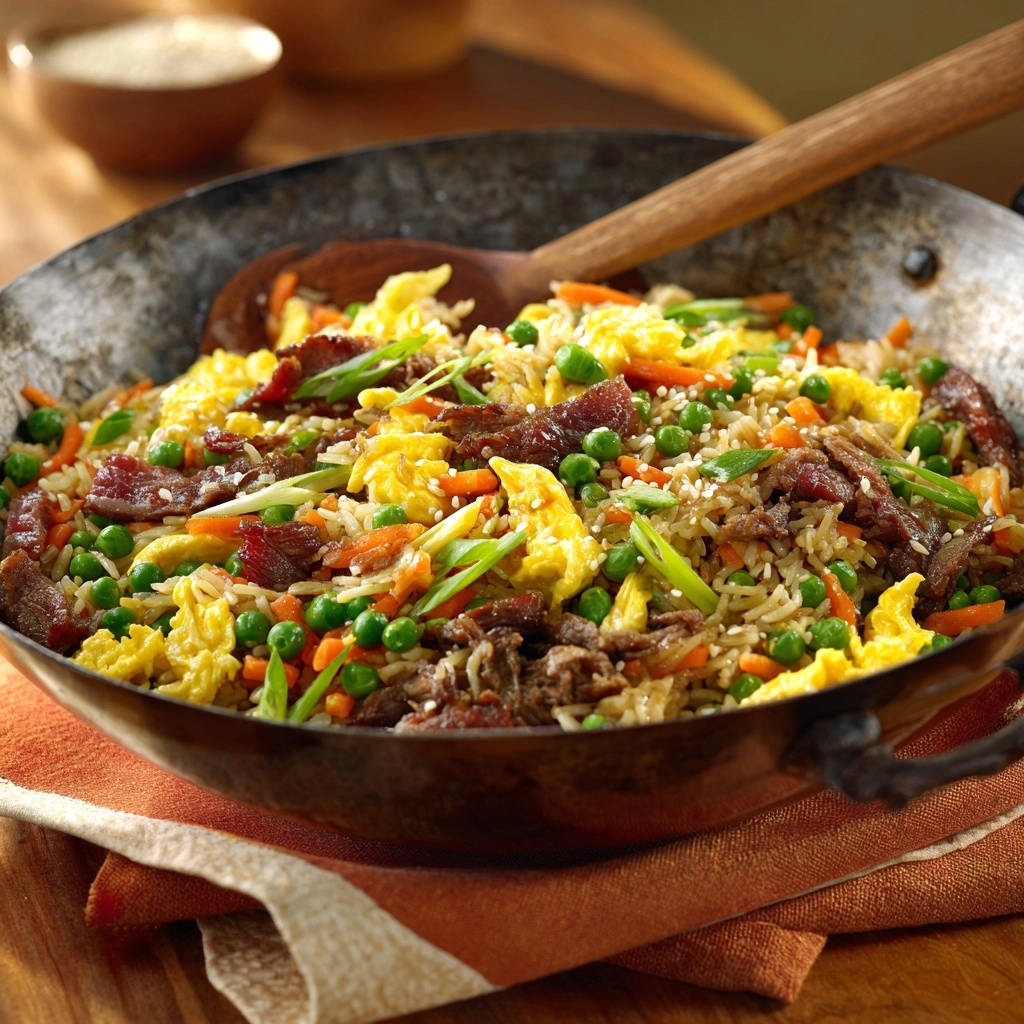 Beef Veggie Fried Rice Overhead Shot 1