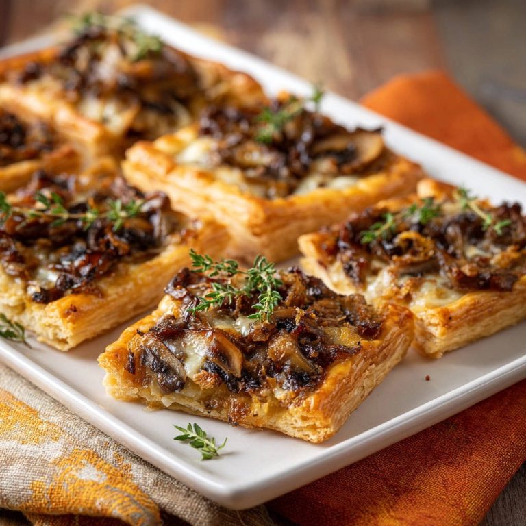 Caramelized Onion Mushroom Tarts Close Up Detail