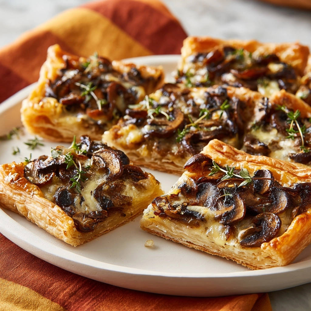 Caramelized Onion Mushroom Tarts Sliced Close Up 1