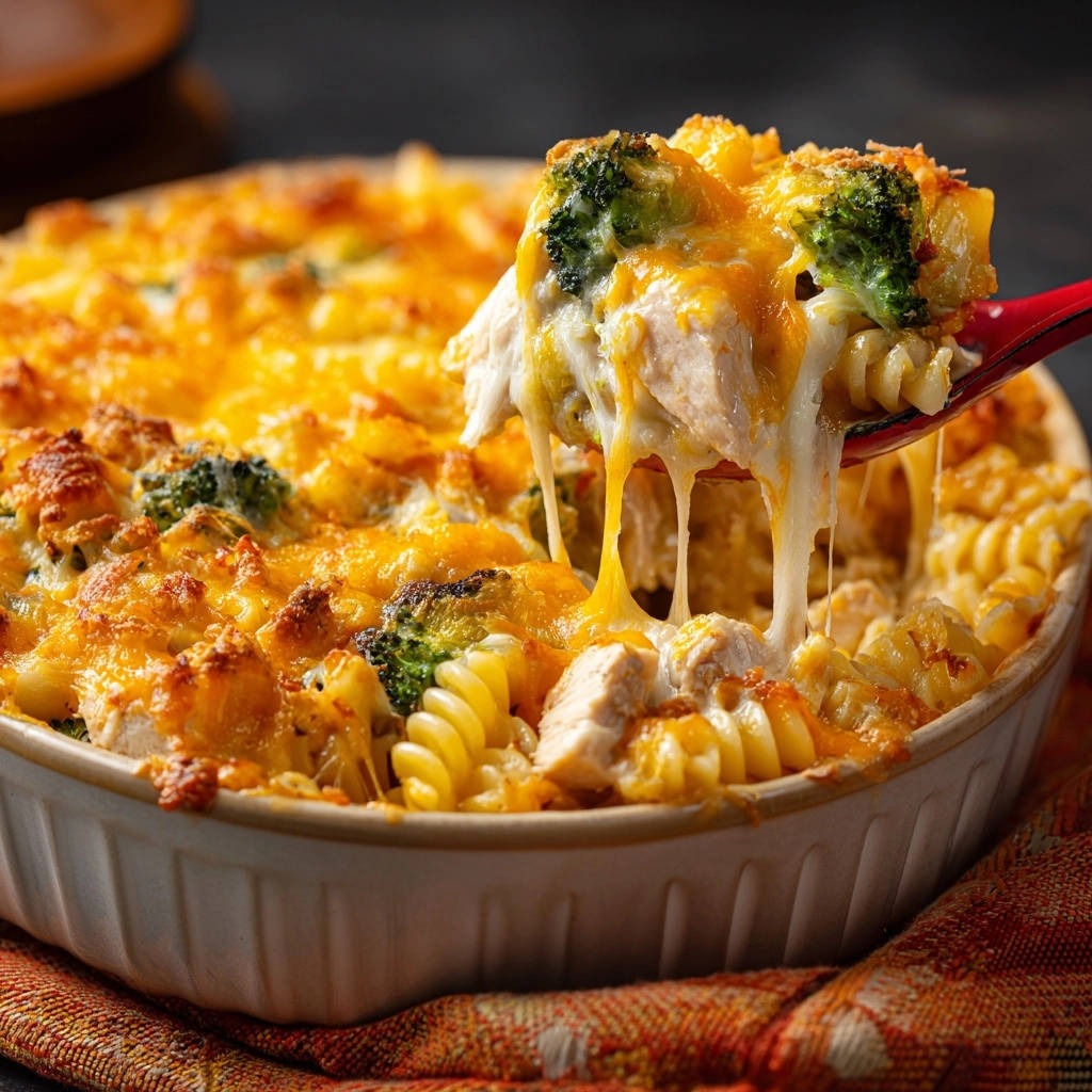 Cheesy Chicken Broccoli Bake Cheese Pull Detail 1