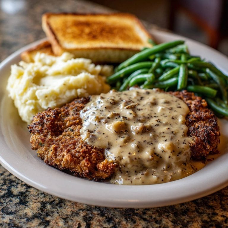 Chicken Fried Steak Creamy Mushroom Gravy Plated