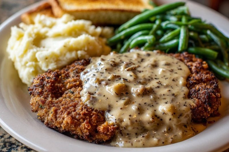 Classic Chicken Fried Steak with Creamy Mushroom Gravy