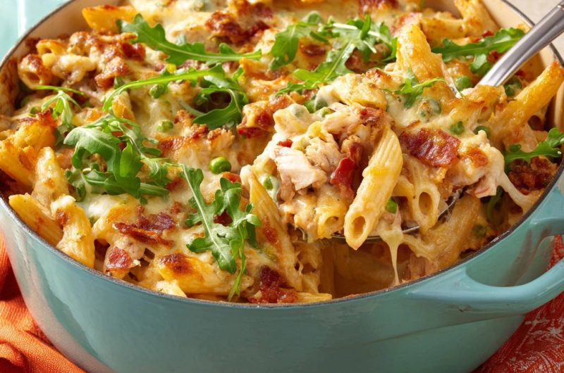 Creamy Chicken Bacon Penne Bake