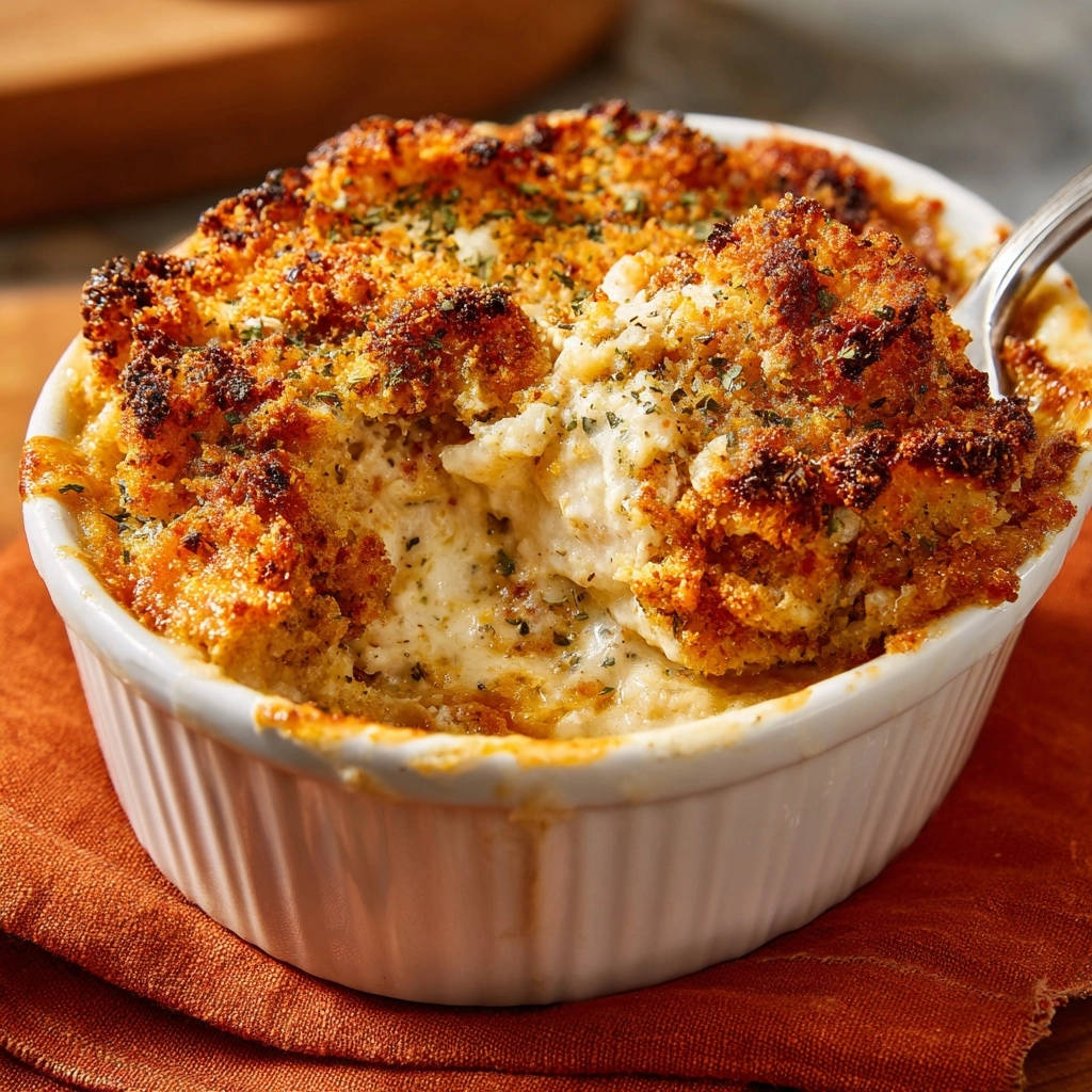 Creamy Chicken Bake Close Up Cross Section