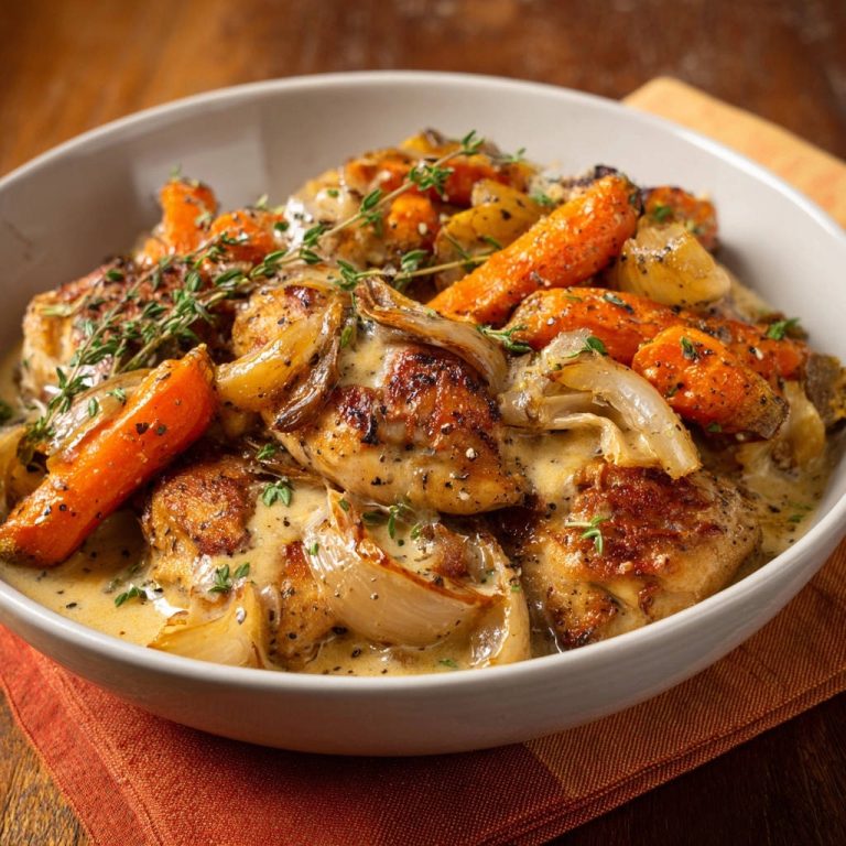 Creamy Garlic Herb Chicken Carrots Close Up