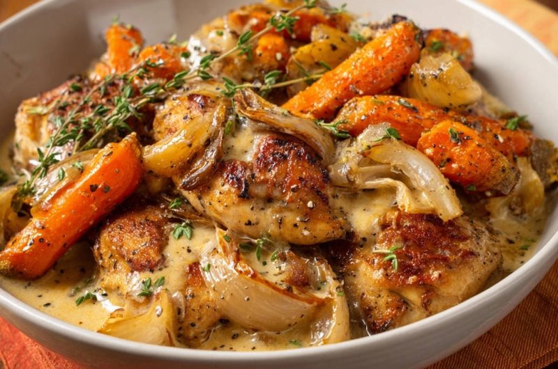 Creamy Garlic Herb Chicken & Carrots