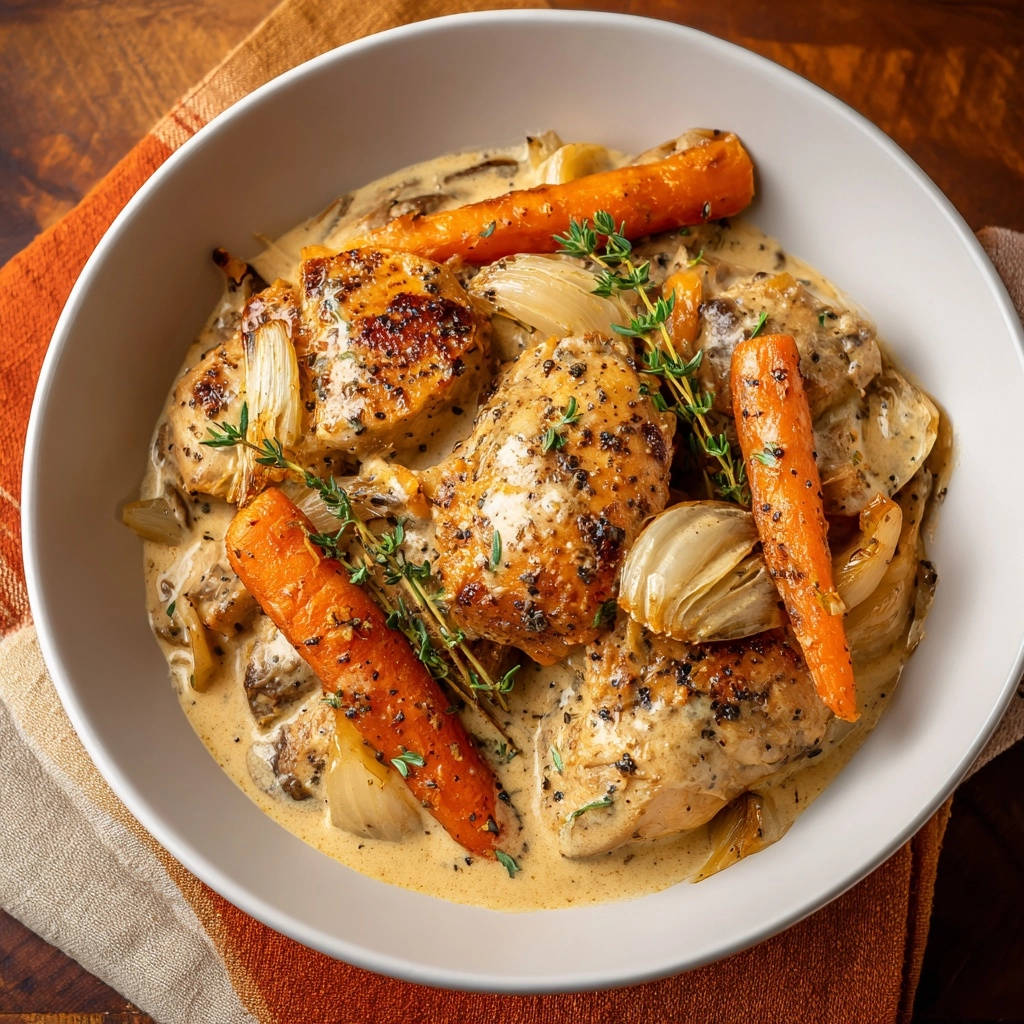 Creamy Garlic Herb Chicken Carrots Overhead 1