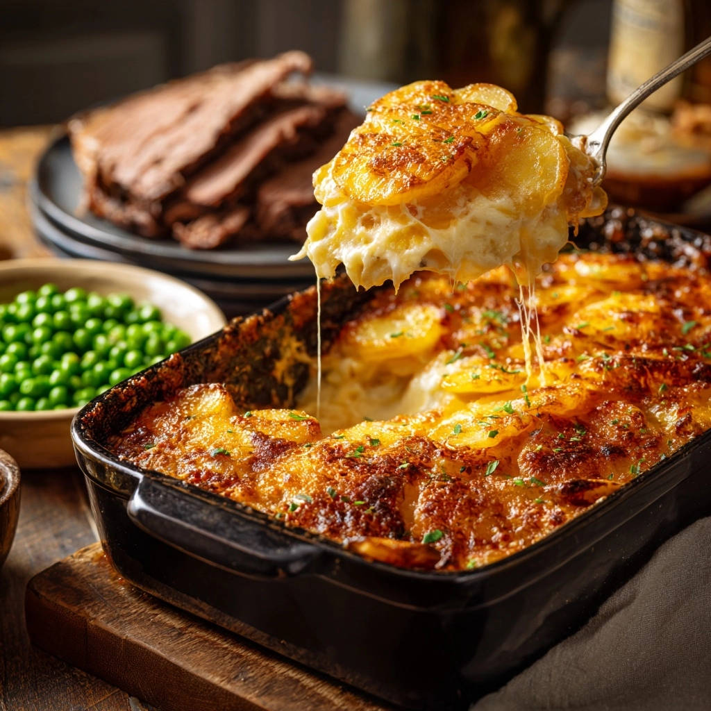 Creamy Potato Gratin Close Up Serving