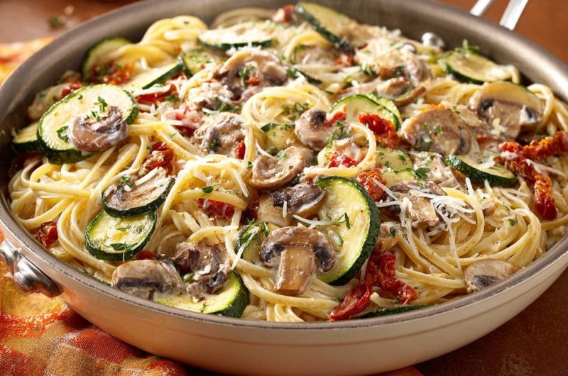 Creamy Skillet Spaghetti with Zucchini & Mushrooms