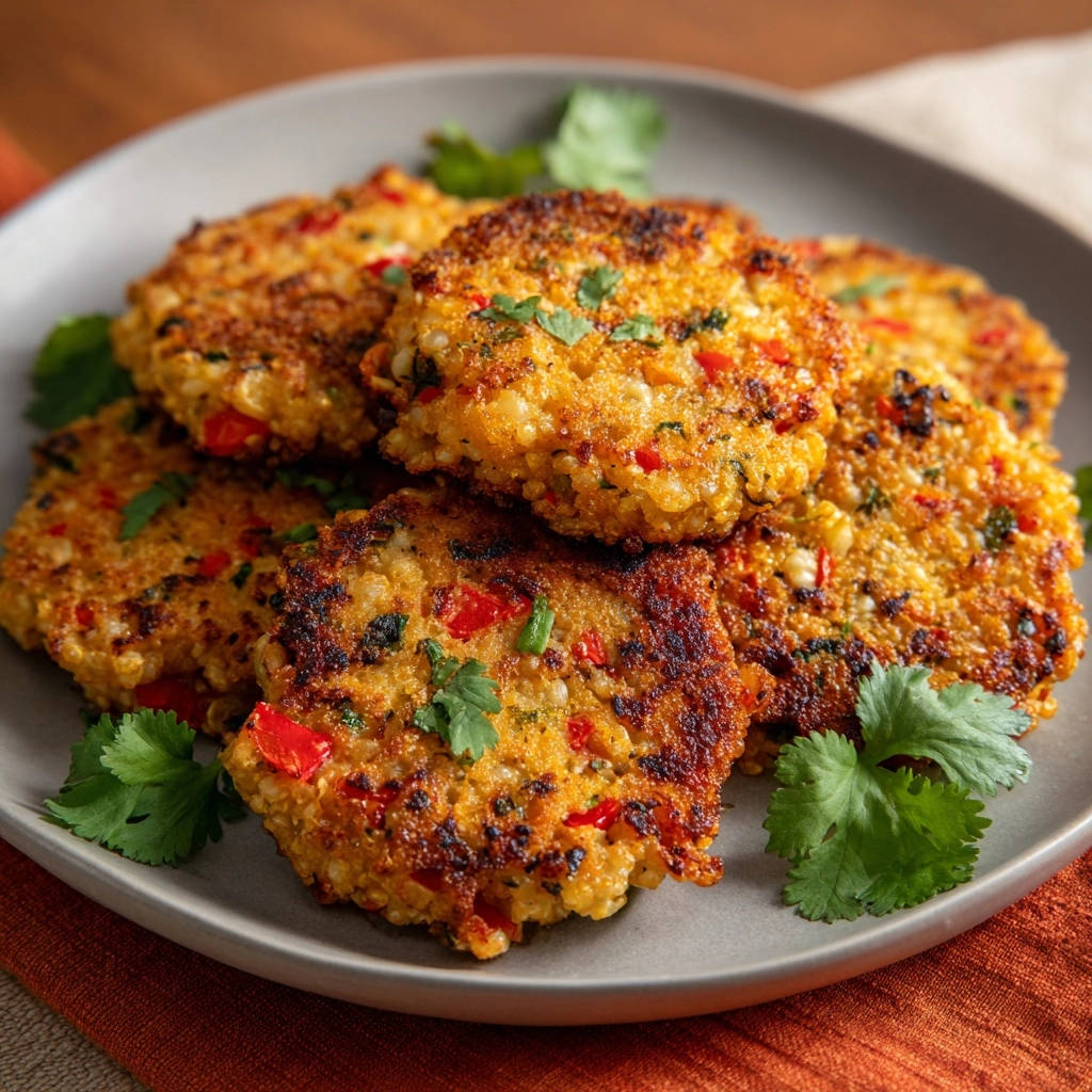 Crispy Veggie Fritters Plated Detail 1