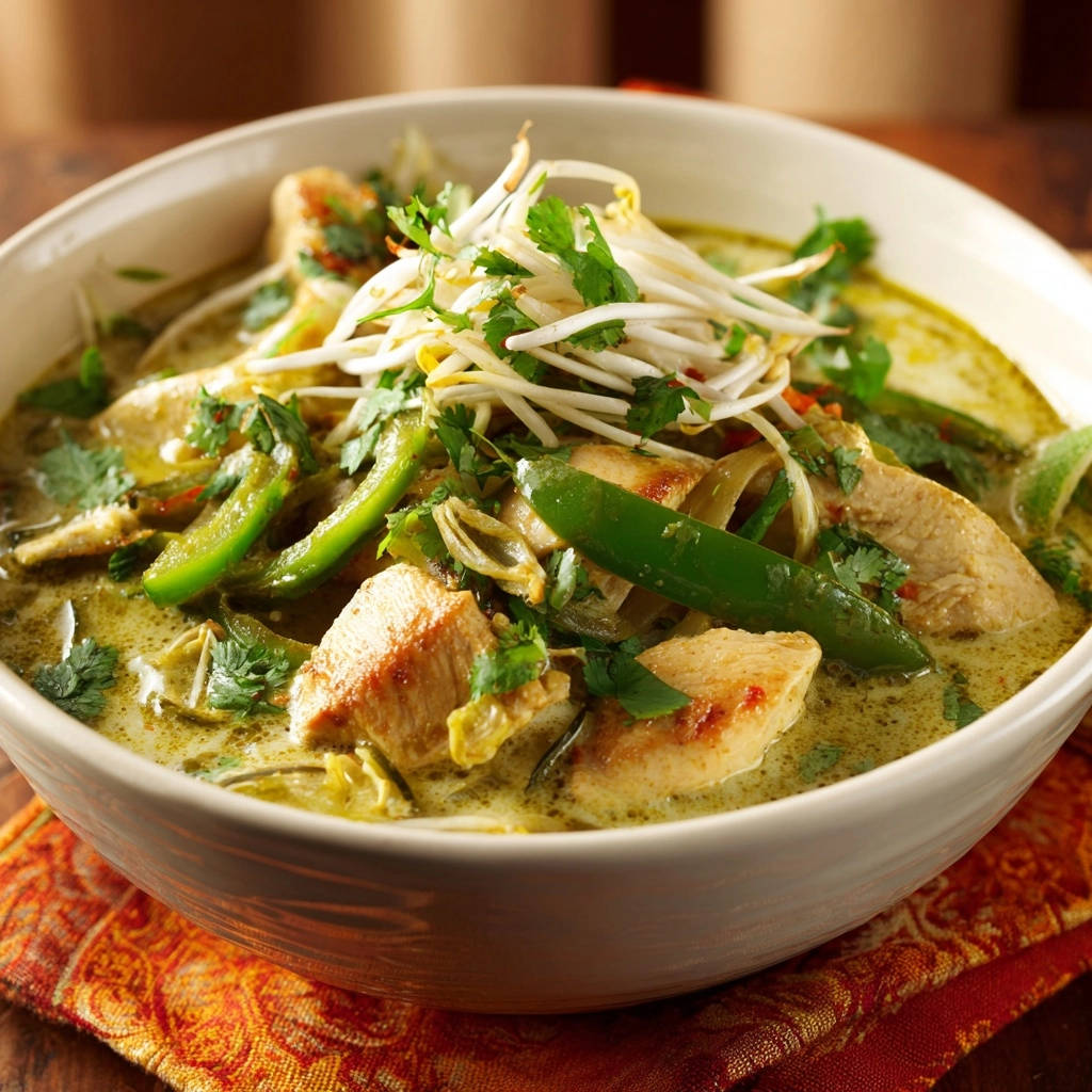 Easy Green Chicken Curry Close Up Bowl 1