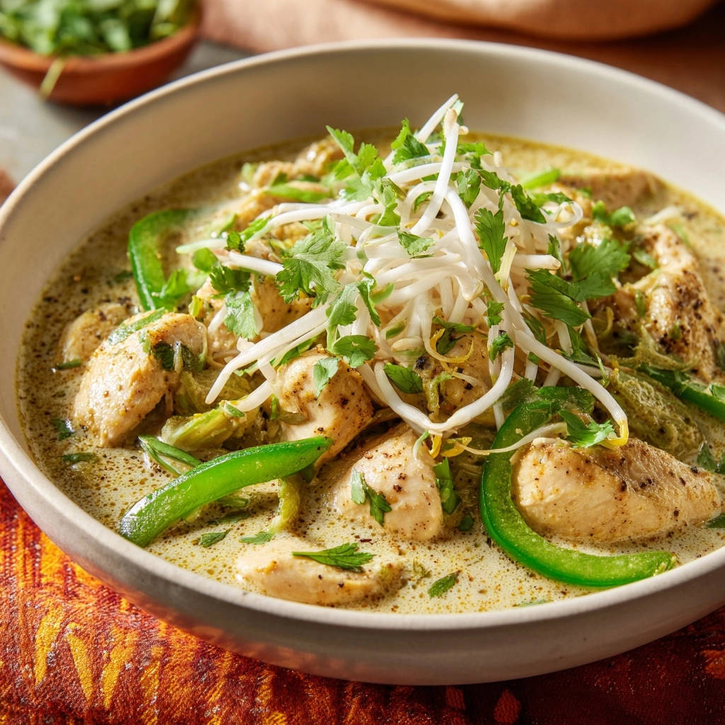 Easy Green Chicken Curry Close Up Bowl