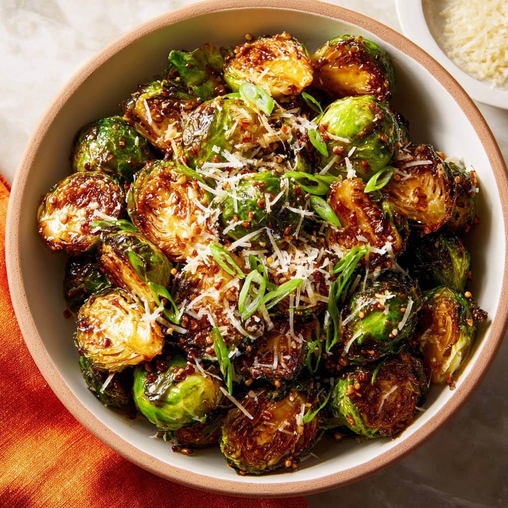 Garlic Parmesan Roasted Brussels Sprouts Overhead View 1