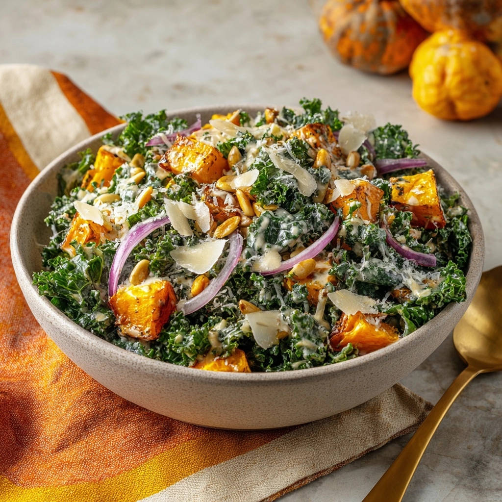 Harvest Roasted Squash Kale Salad Close Up