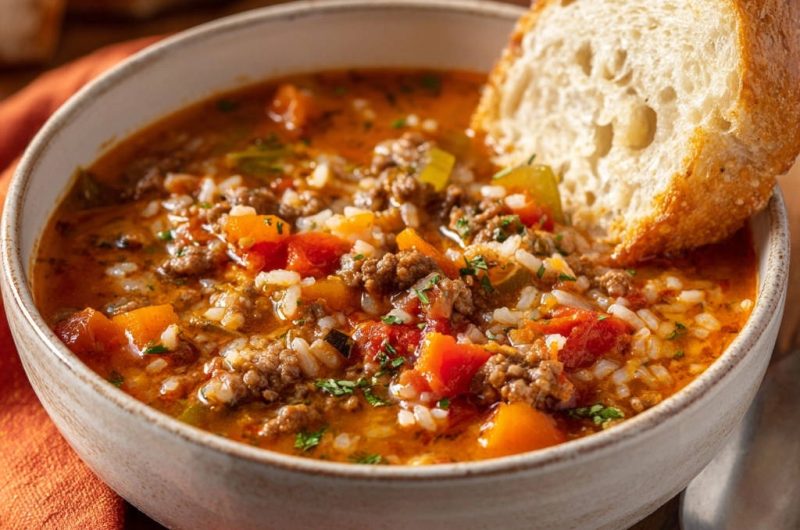 Hearty Beef & Rice Soup