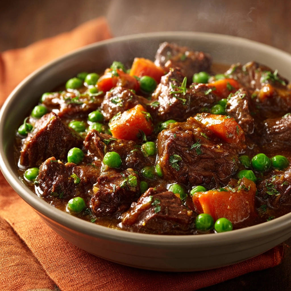 Hearty Beef Veggie Stew Close Up Bowl