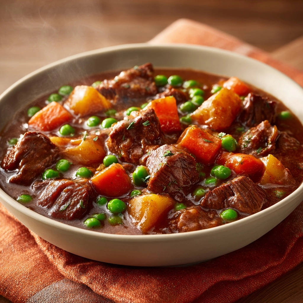 Hearty Beef Veggie Stew Close Up Steam 1