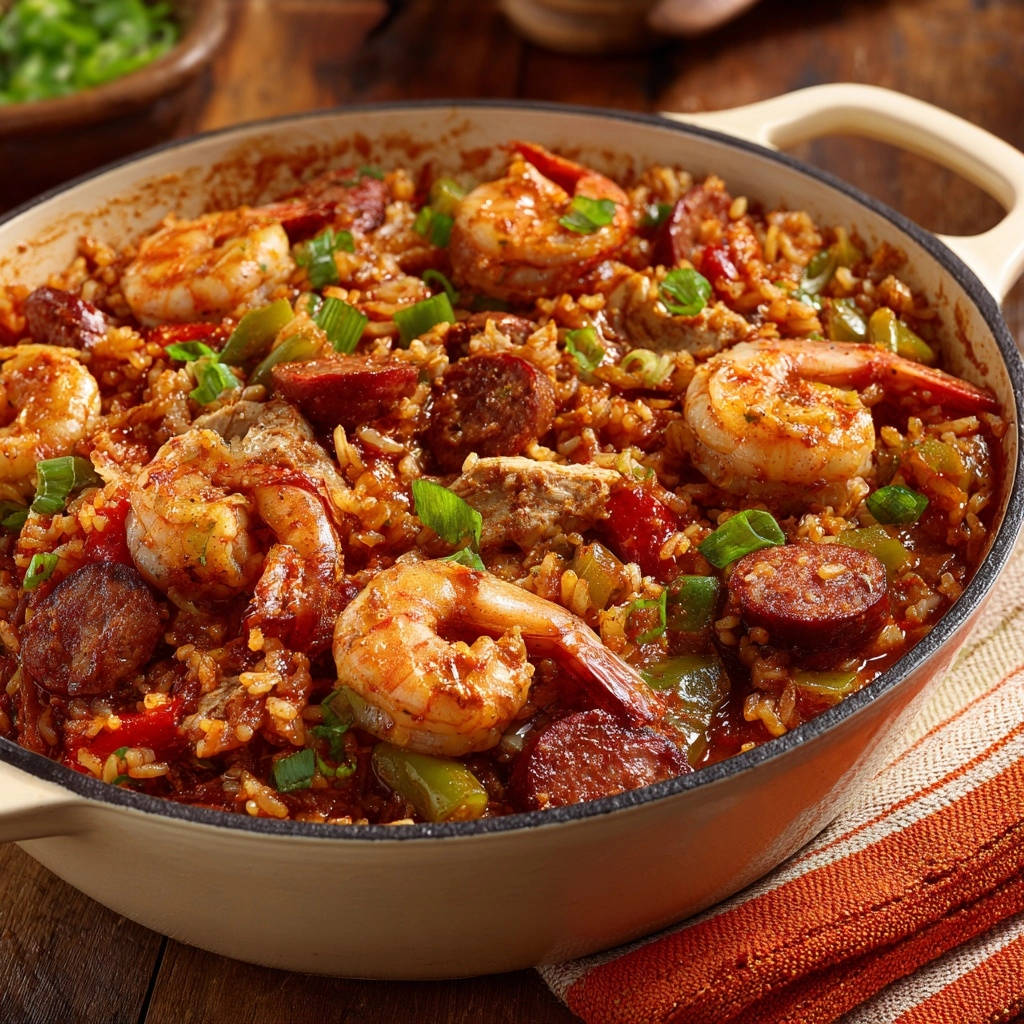 Hearty Jambalaya Close Up Of Ingredients
