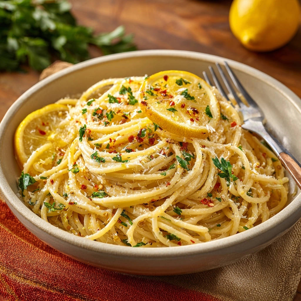 Lemon Garlic Breadcrumb Spaghetti Close Up Plated 1