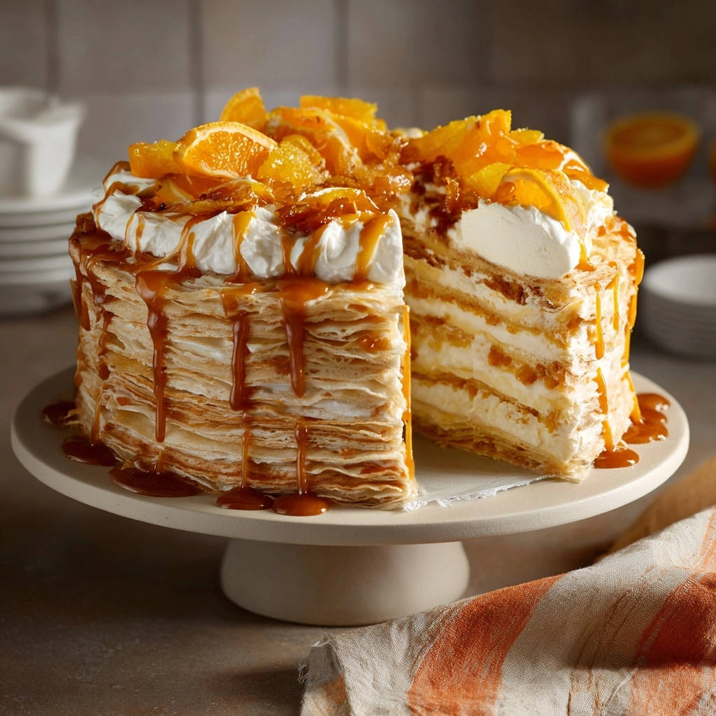 Orange Caramel Layer Cake Cross Section Interior