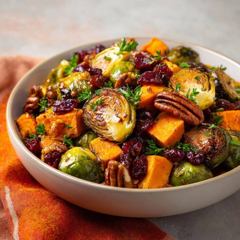 Roasted Sweet Potato Brussels Sprouts Close Up