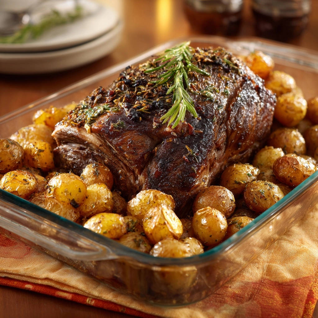 Rosemary Garlic Roast Potatoes Overhead Shot 1