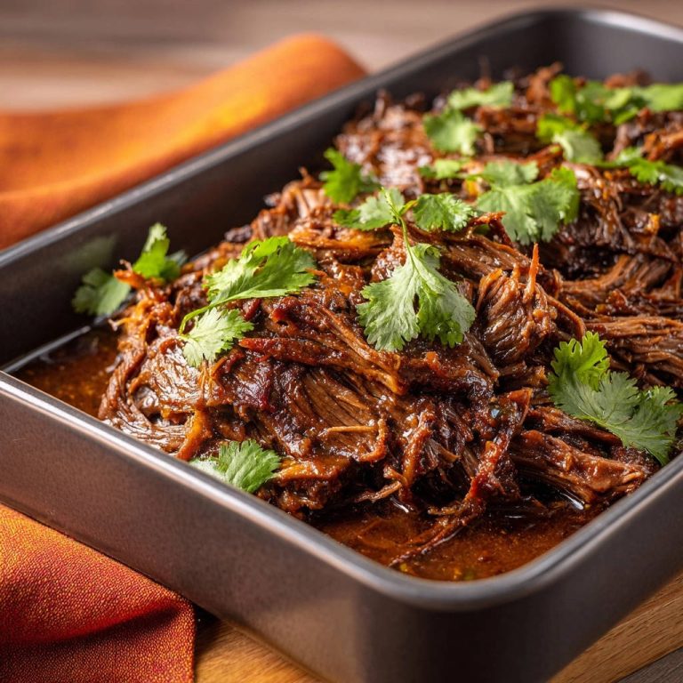 Savory Shredded Beef Close Up Garnish