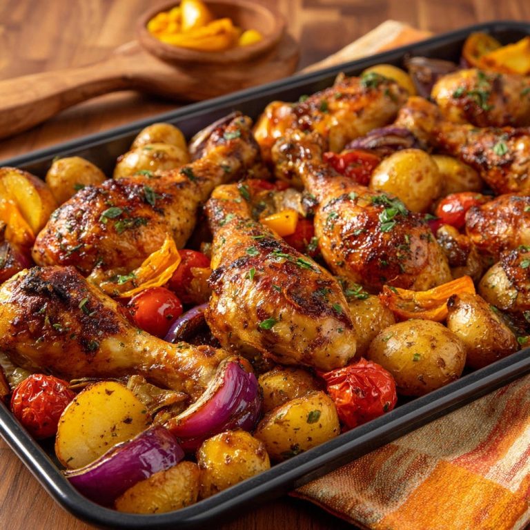 Sheet Pan Chicken Roasted Veggies Close Up