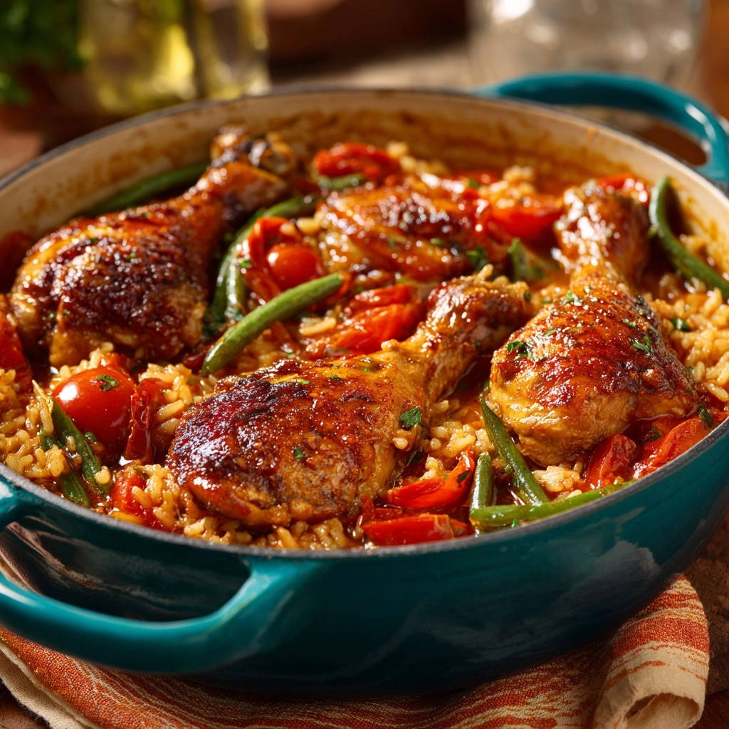 Skillet Chicken And Rice Close Up Chicken Drumsticks