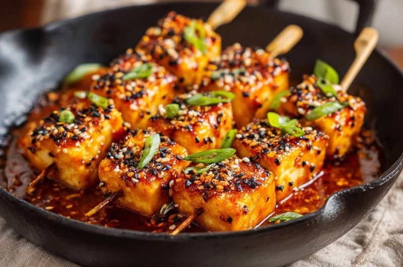 Skillet Glazed Tofu Skewers