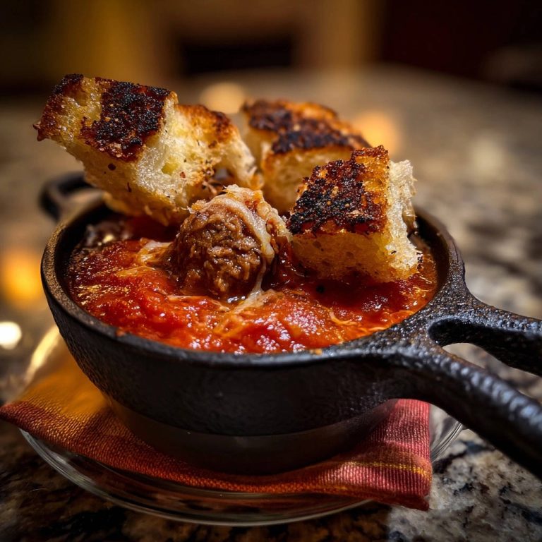 Skillet Meatballs And Sauce Close Up Cast Iron